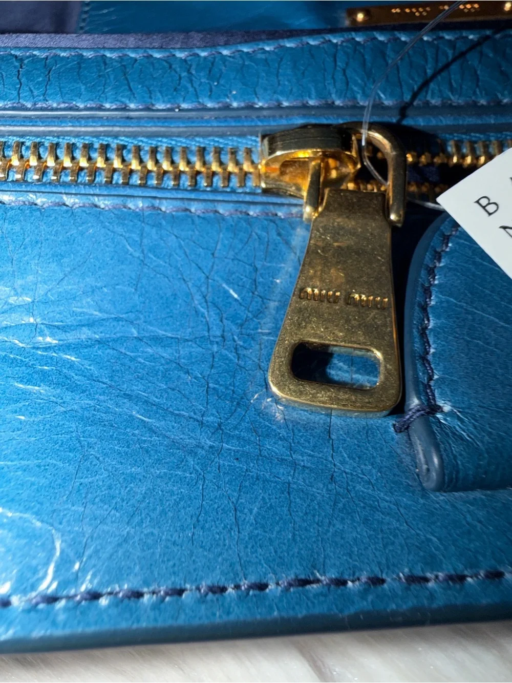Miu Miu Blue Leather Top-Handle Bag